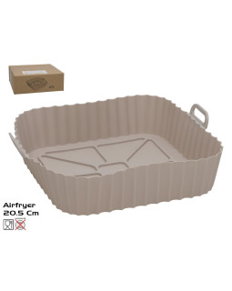 Silikona cepamā forma gaisa friterim, 20,5x20,5x6,5 cm, pelēka, kitchen&go