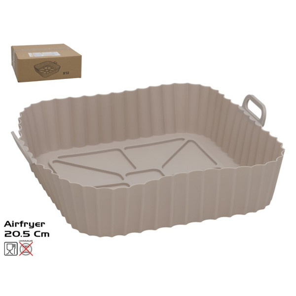 Silikona cepamā forma gaisa friterim, 20,5x20,5x6,5 cm, pelēka, kitchen&go