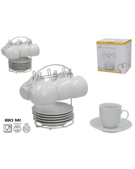 6 tassi ja alustassi komplekt alusega, 20,5 x 19 x 15 cm, kitchen&go