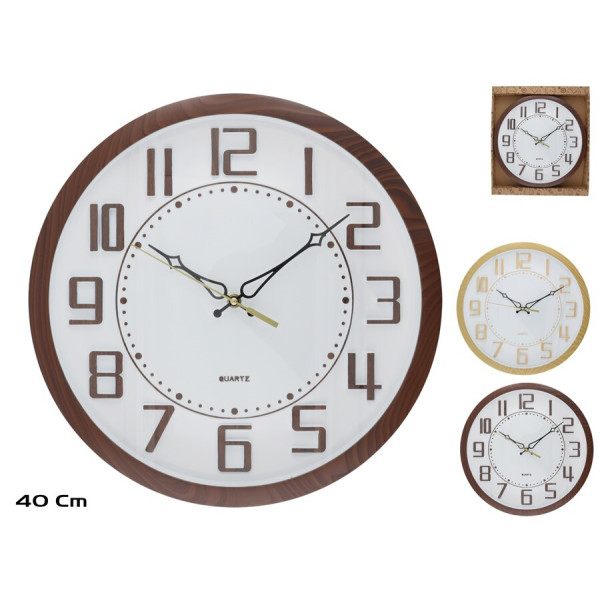 Puiduefektiga seinakell 40 cm, 2 varianti, 40 x 40 x 3 cm, decorlife Puiduefektiga seinakell 40 cm, 2 varianti, 40 x 40 x 3 cm, decorlife