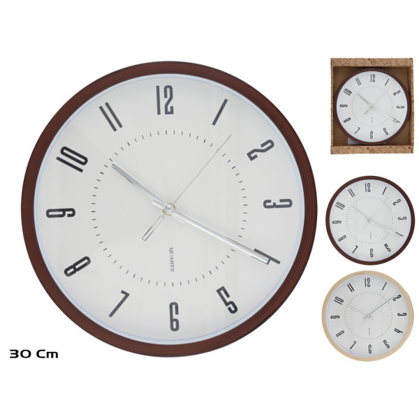 Puiduefektiga seinakell 30 cm, 2 varianti, 30 x 30 x 4,5 cm, decorlife