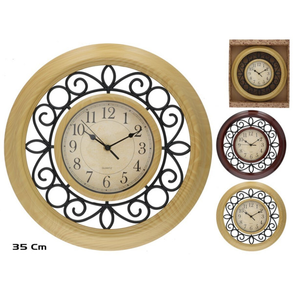 Puiduefektiga seinakell 35 cm, 2 varianti, 35 x 35 x 5 cm, decorlife