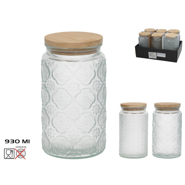 Klaaspurk bambuskaanega, 930 ml, 10.00 x 10.00 x 18.00, kitchen&go