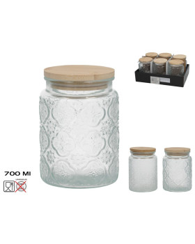 Klaaspurk bambuskaanega, 700 ml, 9.50 x 9.50 x 14.00, kitchen&go