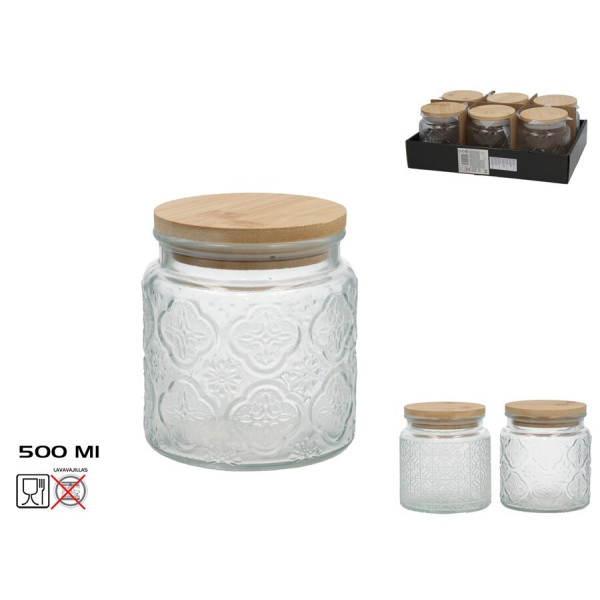 Klaaspurk bambuskaanega, 500 ml, 10.00 x 10.00 x 11.00, kitchen&go