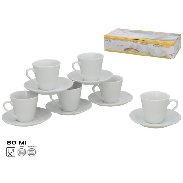 6 tassi ja alustassi komplekt, 6,5 x 11 x 11 cm, kitchen&go