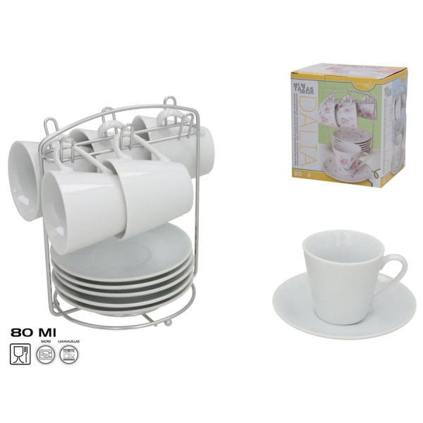 6 tassi ja alustassi komplekt, 15,5 x 15,5 x 12 cm, kitchen&go