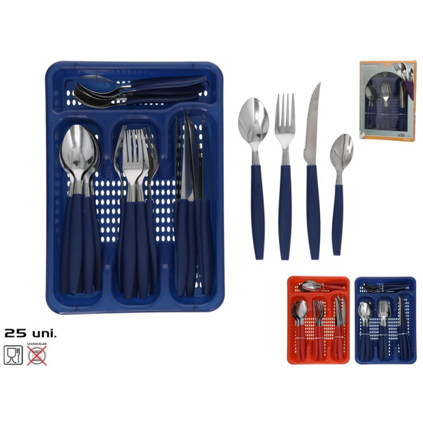 25-osaline söögiriistade komplekt, 2 varianti, 3,5 x 29 x 20 cm, kitchen&go