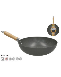 Vok-pann puidust käepidemega 28 cm, 8 x 45 x 28 cm, kitchen&go Vok-pann puidust käepidemega 28 cm, 8 x 45 x 28 cm, kitchen&go