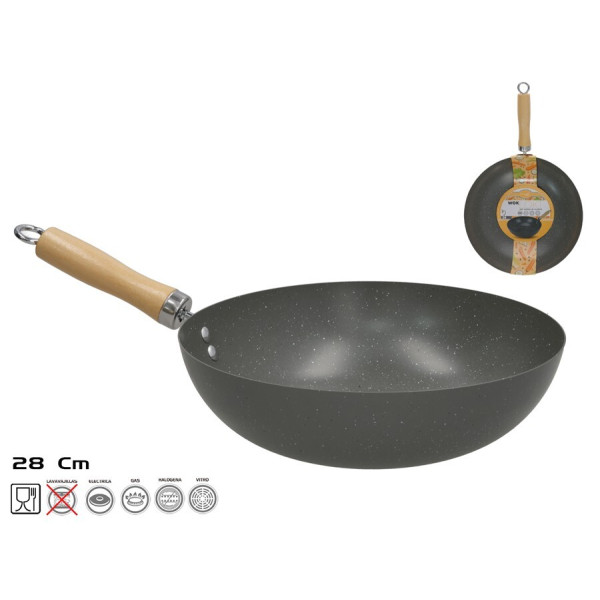 Vok-pann puidust käepidemega 28 cm, 8 x 45 x 28 cm, kitchen&go Vok-pann puidust käepidemega 28 cm, 8 x 45 x 28 cm, kitchen&go