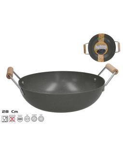 Vok-pann 2 puidust käepidemega 28 cm, 8,5 x 35 x 28 cm, kitchen&go Vok-pann 2 puidust käepidemega 28 cm, 8,5 x 35 x 28 cm, kitchen&go