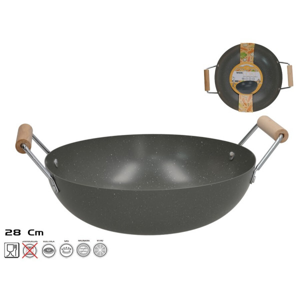 Vok-pann 2 puidust käepidemega 28 cm, 8,5 x 35 x 28 cm, kitchen&go Vok-pann 2 puidust käepidemega 28 cm, 8,5 x 35 x 28 cm, kitchen&go