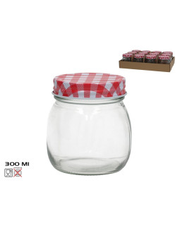 Klaaspurk ruudulise kaanega 300 ml punane, 8x8x9 cm, kitchen&go
