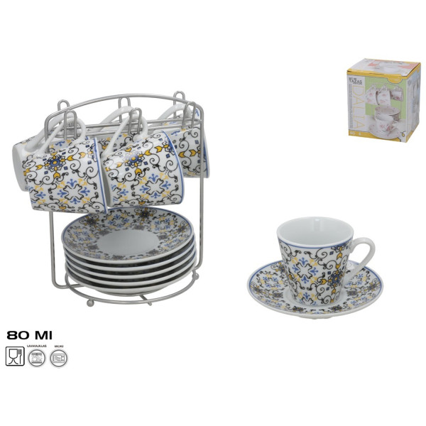 6 kohvitassi ja alustassi komplekt alusega, 15,5 x 16 x 12 cm, kitchen&go