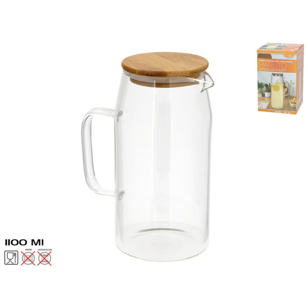 Klaaskann bambuskaanega, 1.1 l, 10.00 x 16.00 x 19.00, kitchen&go