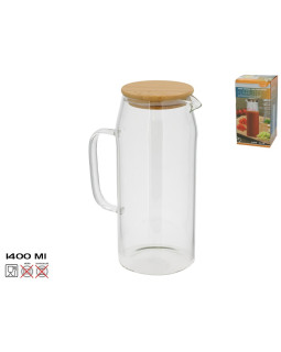Klaaskann bambuskaanega, 1.4 l, 10.00 x 15.00 x 22.00, kitchen&go