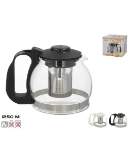 Klaasist teekann metallist sõelaga 1,2 l, 18,5 x 13 x 13,5 cm, kitchen&go