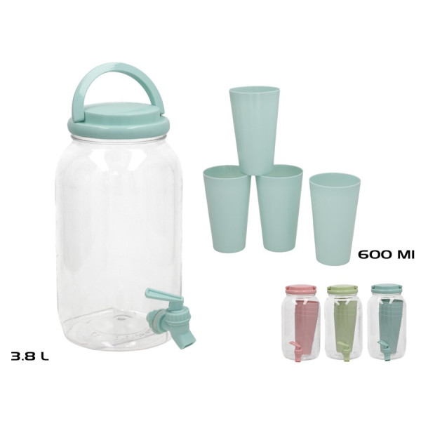 Läbipaistev joogidosaator 3,7 l, 26 x 18 x 15 cm, summer enjoy