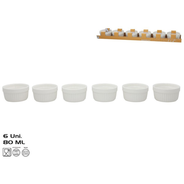 Küpsetusvormid x6 80 ml 7x7x4 cm valged, kitchen&go