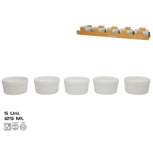 Küpsetusvormid x5 125 ml 8x8x4,2 cm valged, kitchen&go