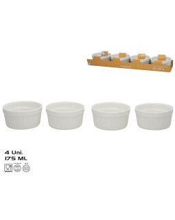 Küpsetusvormid x4 175 ml 10x10x5 cm valged, kitchen&go