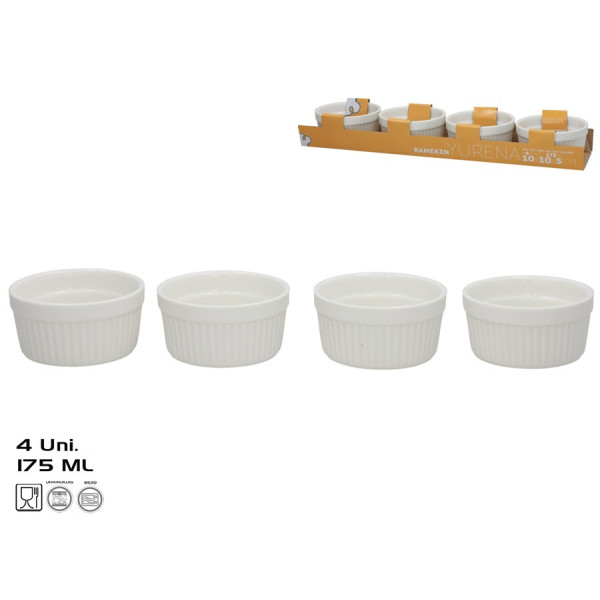 Küpsetusvormid x4 175 ml 10x10x5 cm valged, kitchen&go