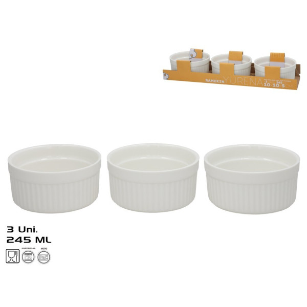 Küpsetusvormid x3 245 ml 10x10x5 cm valged, kitchen&go
