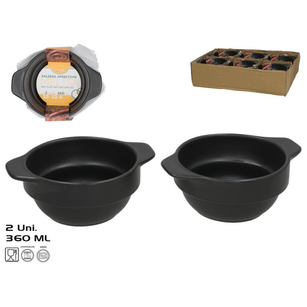 Suupistekastmekann x2 360 ml 15,3x12,5x5,8 cm must, kitchen&go