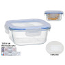 Borosilikaatklaasist lõunakarp klapiga 320 ml, kandiline, 6 x 12 x 12 cm, kitchen&go