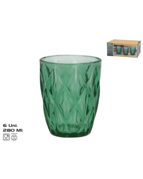 Klaastassid (6 tk) 280 ml, rohelised, 10 x 8 x 8 cm, kitchen&go