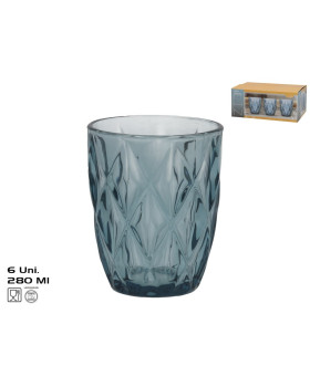 Klaastassid (6 tk) 280 ml, sinised, 10 x 8 x 8 cm, kitchen&go