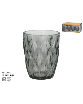 Klaastassid (6 tk) 280 ml, hallid, 10 x 8 x 8 cm, kitchen&go Klaastassid (6 tk) 280 ml, hallid, 10 x 8 x 8 cm, kitchen&go