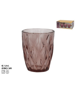 Klaastassid (6 tk) 280 ml, roosad, 10 x 8 x 8 cm, kitchen&go