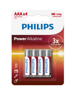 Philips alkaline lr03 (aaa) leelispatareid, 4 tk/blisterpakendis, 009000311