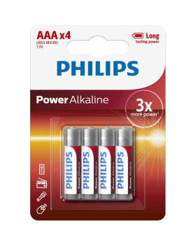 Philips alkaline lr03 (aaa) leelispatareid, 4 tk/blisterpakendis, 009000311