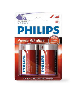 Philips alkaline lr20 (d) leelispatareid, 2 tk/blisterpakendis, 009000314