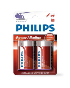 Philips alkaline lr20 (d) leelispatareid, 2 tk/blisterpakendis, 009000314