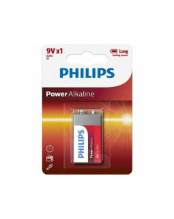 Philips alkaline 6f22 (9v) leelispatarei, 1 tk/blisterpakendis, 009000315