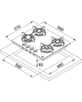 Gaasi pliidiplaat franke mythos fhcr 604 4g he bk c, 4 x gaas, 59 cm, rv-teras-foto2