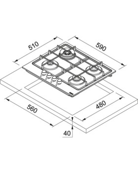 Gaasi pliidiplaat franke smart fhsm 604 4g xs e, 4 x gaas, 59 cm, rv-teras-foto2