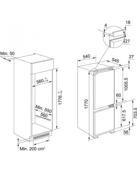 Külmik franke, integreeritav, 177 cm, 264/63 l, 38 db, elektrooniline, nofrost, valge-foto2