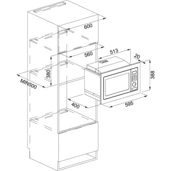 Mikrolaineahi franke, integreeritav, 25 l, 1000/900 w, must Kodumasinad