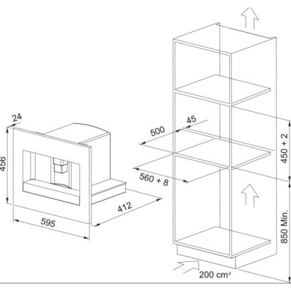 Espresso kohvimasin franke mythos fmy 45 cm bk, integreeritav, puutejuhtimine, must klaas