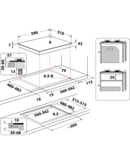 Pliidiplaat whirlpool, 4 x gaas, 60 cm, must-foto3