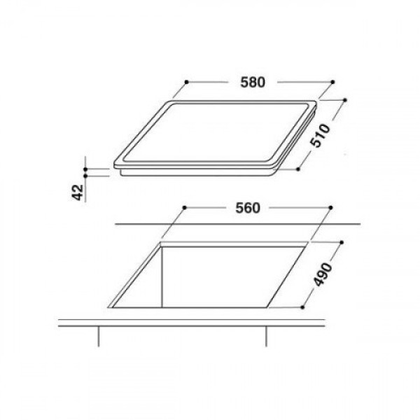 Pliidiplaat whirlpool, 4 x hilight, 58 cm, must Kodumasinad