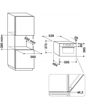 Mikrolaineahi whirlpool, integreeritav, 31 l, 800/1000 w, valge-foto2