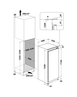 Külmik whirlpool, integreeritav, 122 cm, 171/18 l, 36 db, valge-foto3
