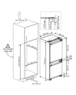 Külmik beko, integreeritav, 177,5 cm, 185/69 l, 38 db, elektrooniline juhtimine, nofrost, valge-foto2