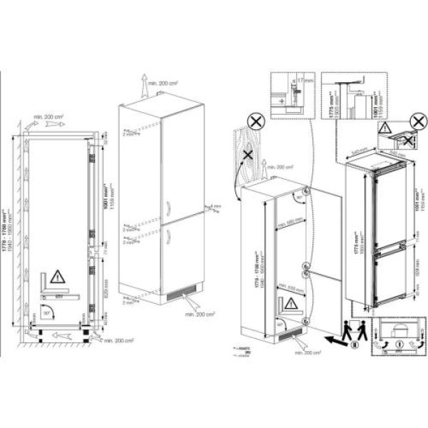 Külmik beko, integreeritav, 194 cm, 215/69 l, 37 db, elektrooniline juhtimine, nofrost, valge