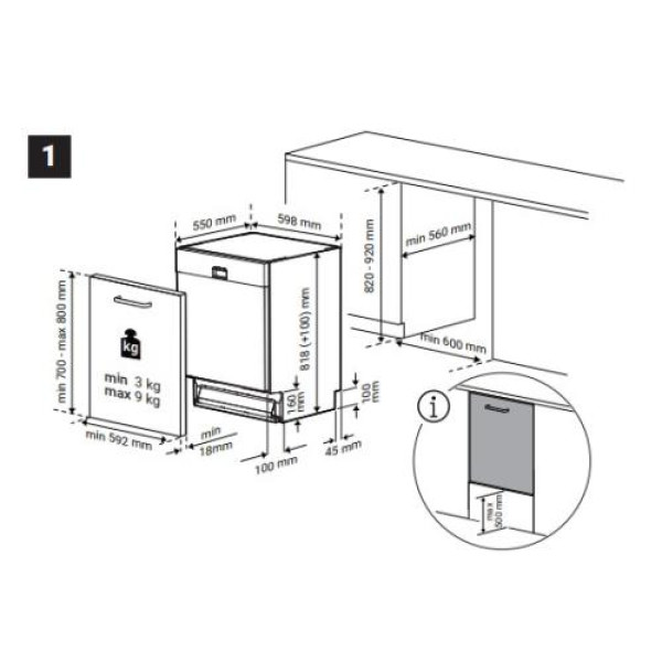Nõudepesumasin beko, integreeritav, 3 korvi, 60 cm, 40 db